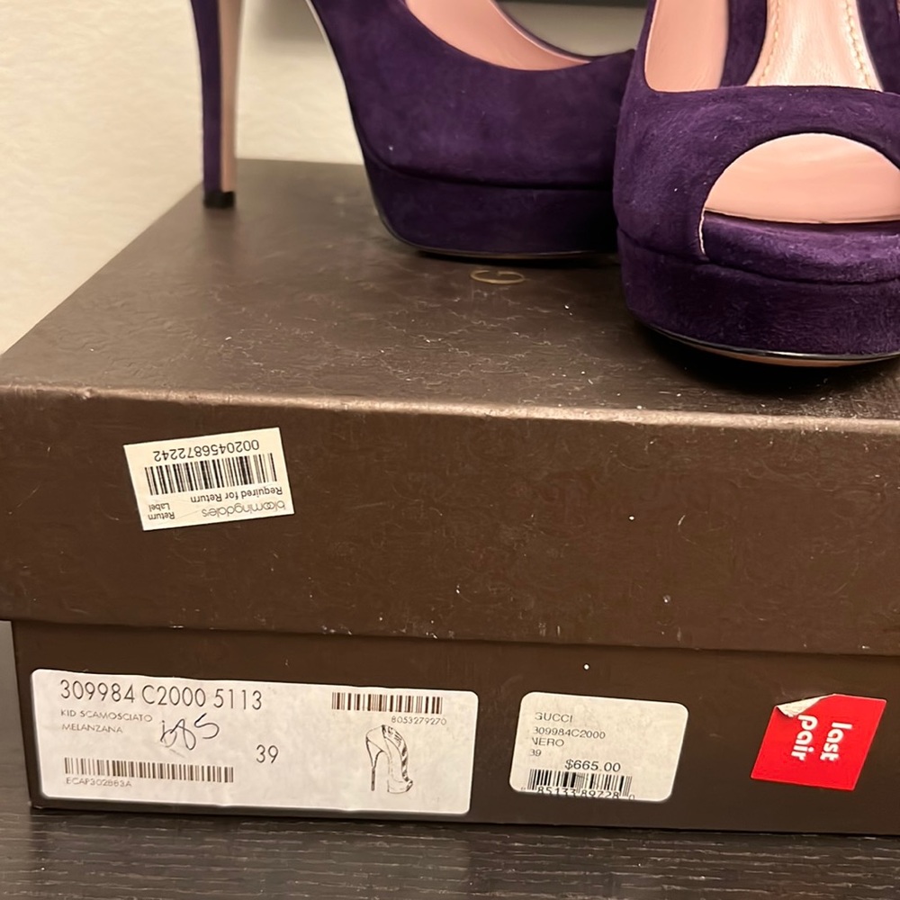 women's shoes Gucci platform 1 inch heel 5/5 inch purple size 9